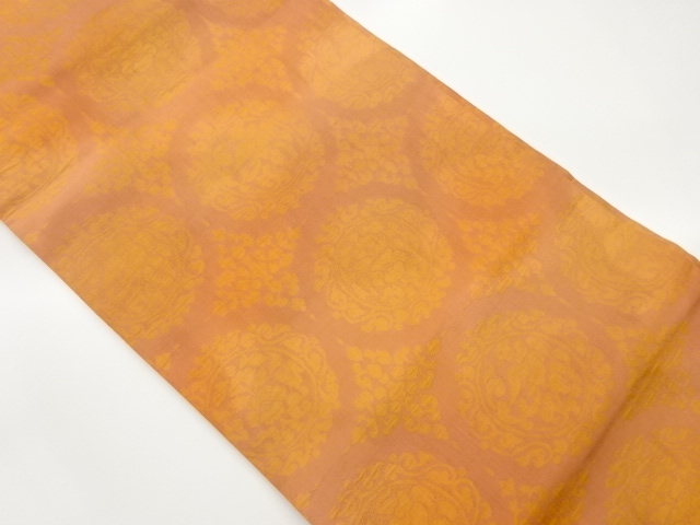 唐草・華紋・菱に花鳥模様織出し名古屋帯